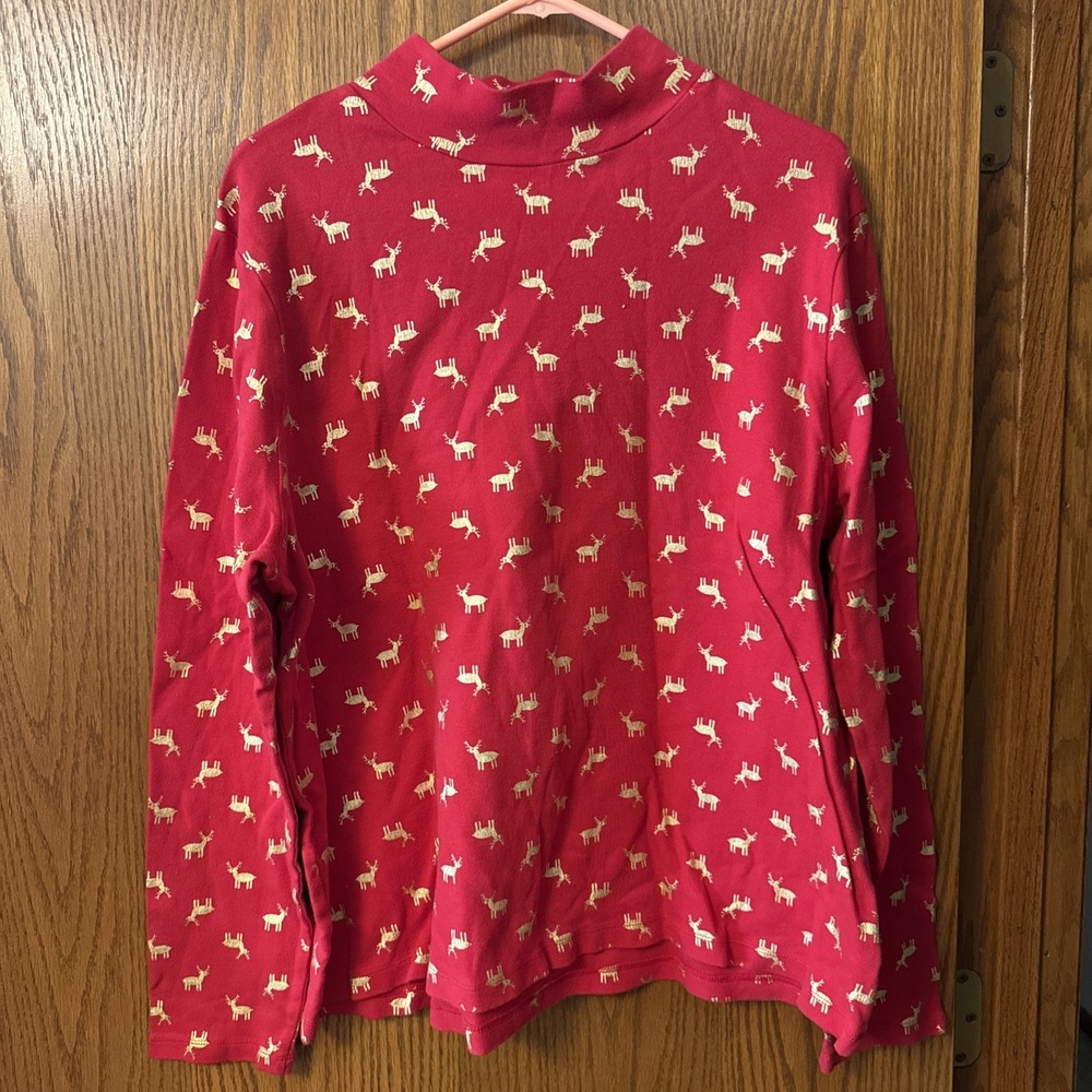 White Stag 100% Cotton Ugly Christmas Turtleneck Top‎ Reindeer Festive Size 3X
